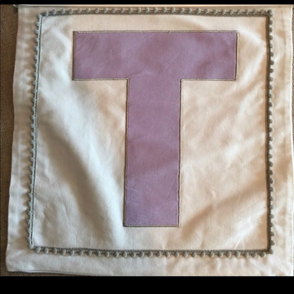 NWOT Monogrammed Throw Pillow Cover Girls letter T